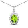 Image 1 : 14KT White Gold 1.05ct Peridot and Diamond Pendant with Chain