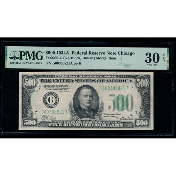 1934A $500 Chicago FRN PMG 30EPQ