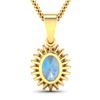 Image 3 : 14KT Yellow Gold 1.05ctw Aquamarine and Diamond Pendant