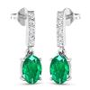 Image 2 : 14KT White Gold 1.12ctw Zambian Emerald and Diamond Earrings