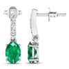 Image 4 : 14KT White Gold 1.12ctw Zambian Emerald and Diamond Earrings