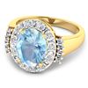 Image 2 : 14KT Yellow Gold 2.9ct Aquamarine and Diamond Ring