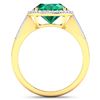 Image 4 : 14KT Yellow Gold 3.14ctw Zambian Emerald and Diamond Ring