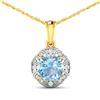 Image 1 : 14KT Yellow Gold 1.48ctw Aquamarine and Diamond Pendant