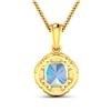 Image 2 : 14KT Yellow Gold 1.48ctw Aquamarine and Diamond Pendant