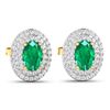 Image 3 : 14KT Yellow Gold 0.76ctw Zambian Emerald and Diamond Earrings