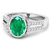 Image 2 : 14KT White Gold 1.53ctw Zambian Emerald and Diamond Ring