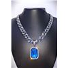 Image 6 : Plate 14Kt White Gold Simulated Tanzanite Pendant Necklace