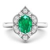 Image 3 : 14KT White Gold 1ctw Zambian Emerald and Diamond Ring