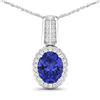 Image 1 : 14KT White Gold 1.6ctw Tanzanite and Diamond Pendant