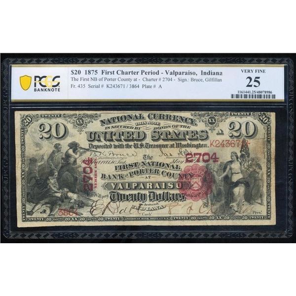 1875 $20 Valparaiso IN National PCGS 25
