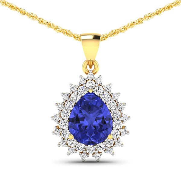 14KT Yellow Gold 3.25ctw Tanzanite and Diamond Pendant