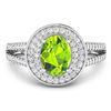 Image 3 : 14KT White Gold 1.05ctw Peridot and Diamond Ring