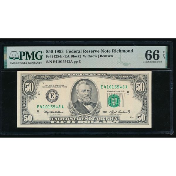1993 $50 Richmond FRN PMG 66EPQ