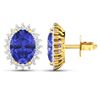 Image 2 : 14KT Yellow Gold 2.18ctw Tanzanite and Diamond Earrings