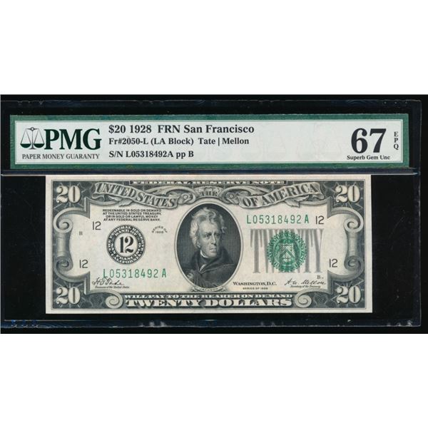 1928 $20 San Francisco FRN PMG 67EPQ