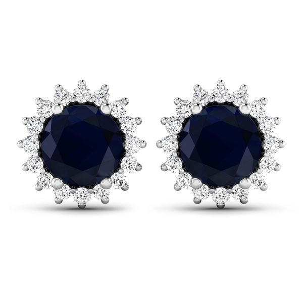 14KT White Gold 2.2ctw Blue Sapphire and Diamond Earrings