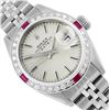 Image 2 : Rolex Ladies Stainless Steel Ruby And Diamond Bezel Date Watch