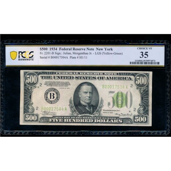 1934 $500 New York FRN PCGS 35
