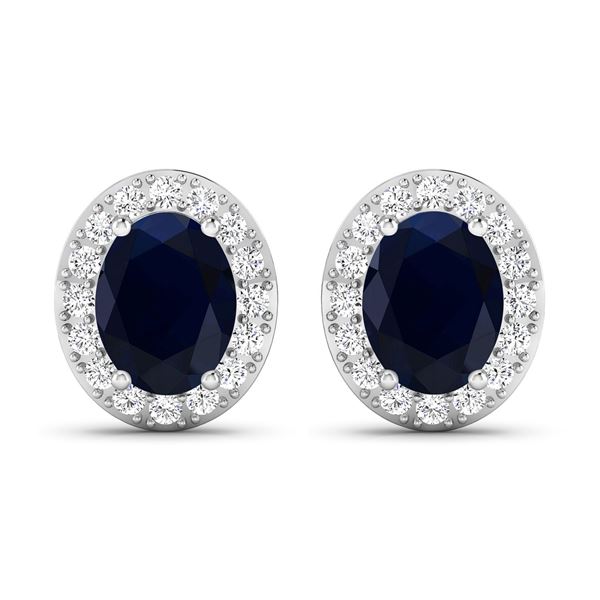 14KT White Gold 2.6ctw Blue Sapphire and Diamond Earrings