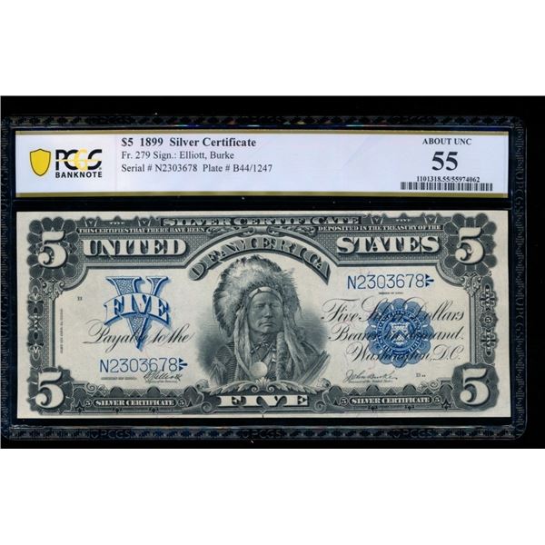 1899 $5 Chief Silver Certificate PCGS 55