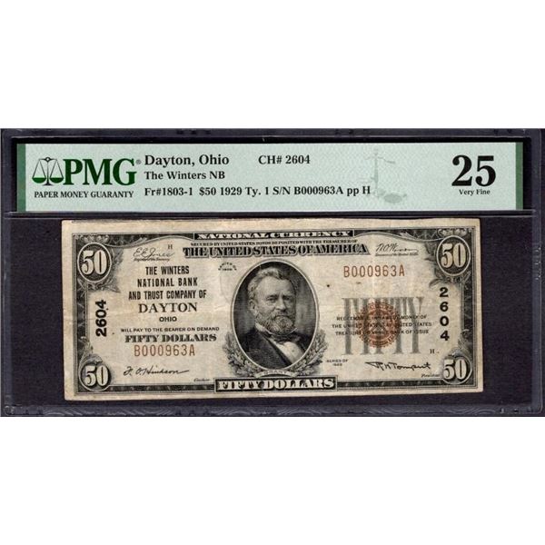 1929 $50 Dayton OH National PMG 25