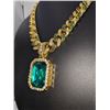 Image 3 : 14 Kt Yellow Gold Plate Simulated Emerald Pendant Necklace