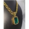 Image 4 : 14 Kt Yellow Gold Plate Simulated Emerald Pendant Necklace