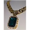 Image 7 : 14 Kt Yellow Gold Plate Simulated Emerald Pendant Necklace