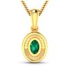 Image 3 : 14KT Yellow Gold 0.56ctw Zambian Emerald and Diamond Pendant