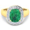 Image 3 : 14KT Yellow Gold 2.5ct Zambian Emerald and Diamond Ring