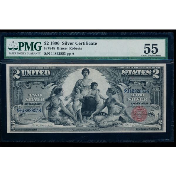 1896 $2 Educational Silver Certificate PMG 55