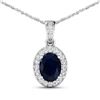 Image 1 : 14KT White Gold 1.30ct Blue Sapphire and Diamond Pendant with Chain