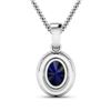 Image 3 : 14KT White Gold 1.30ct Blue Sapphire and Diamond Pendant with Chain