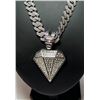 Image 3 : 103.5 Gram 18 Kt White Gold Plate Simulated Diamond Pendant Necklace