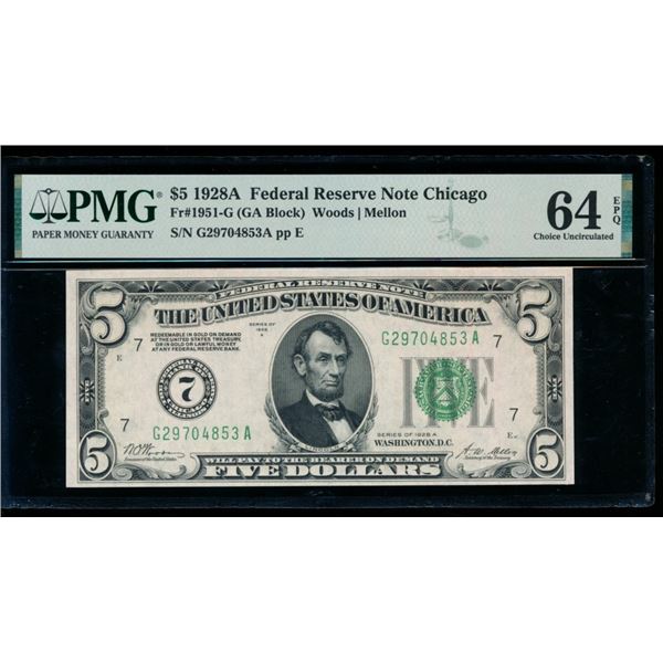 1928A $5 Chicago FRN PMG 64EPQ