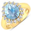 Image 1 : 14KT Yellow Gold 2.3ct Aquamarine and Diamond Ring