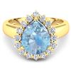 Image 2 : 14KT Yellow Gold 2.3ct Aquamarine and Diamond Ring