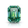 Image 2 : Large 5.35 Ct Green Emerald Cut Fire Moissanite Solitaire