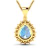 Image 3 : 14KT Yellow Gold 2.3ctw Aquamarine and Diamond Pendant