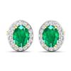 Image 2 : 14KT Yellow Gold 2ctw Zambian Emerald and Diamond Earrings