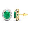 Image 4 : 14KT Yellow Gold 2ctw Zambian Emerald and Diamond Earrings