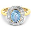 Image 1 : 14KT Yellow Gold 1.28ct Aquamarine and Diamond Ring
