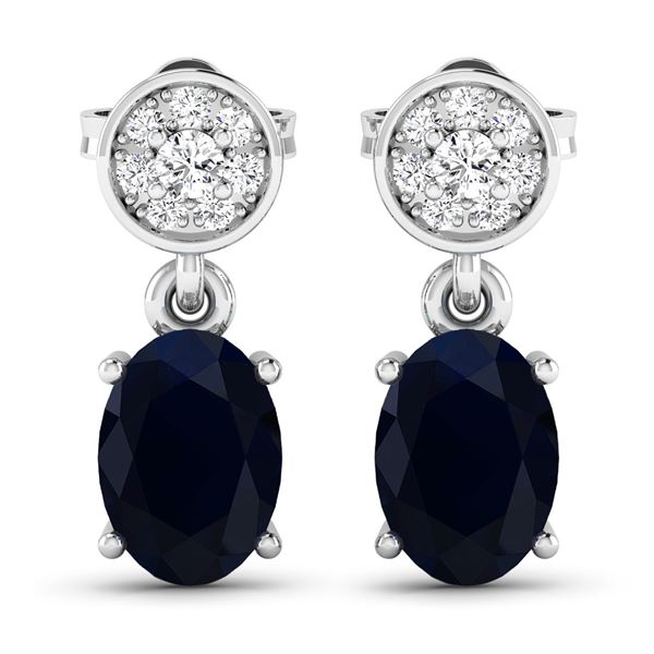 14KT White Gold 1.5ctw Blue Sapphire and Diamond Earrings