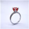 Image 3 : Plated 14KT White Gold 3 Ct VVS1 Bright Red Fire Moissanite Ring