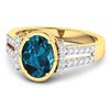 Image 2 : 14KT Yellow Gold 1.9ctw London Blue Topaz and Diamond Ring