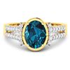 Image 3 : 14KT Yellow Gold 1.9ctw London Blue Topaz and Diamond Ring
