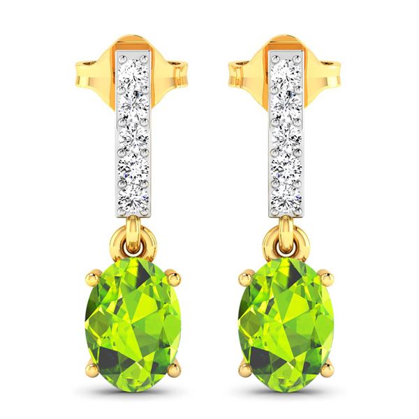 14KT Yellow Gold 1.26ctw Peridot Topaz and Diamond Earrings