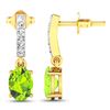 Image 4 : 14KT Yellow Gold 1.26ctw Peridot Topaz and Diamond Earrings
