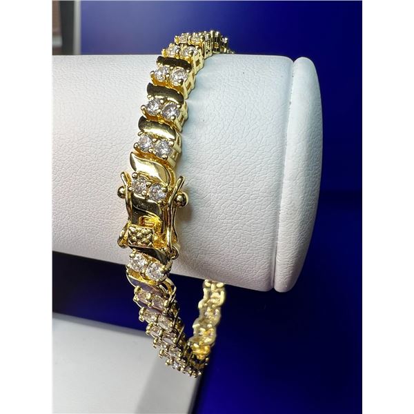 Sparkling 14 Kt Gold Plated Tennis Bracelet